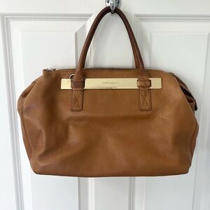 Vince Camuto Jace satchel handbag genuine leather pebbled tan
